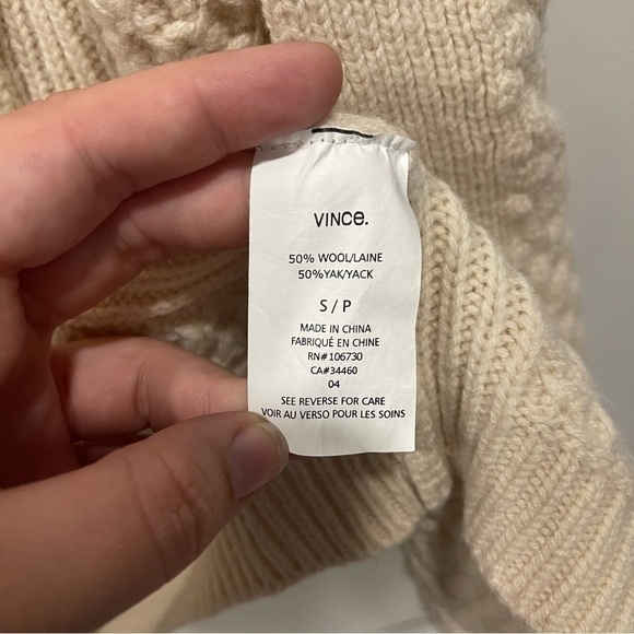 Vince Honeycomb Longline Cardigan Chunky Knit in Winter White Small Yak Wool - Picture 7 of 10